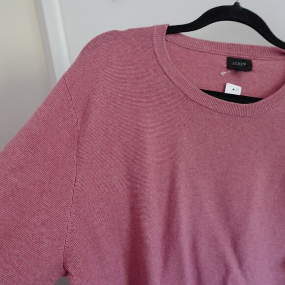 NWT J Crew Men's Cotton Crewneck Sweater in Garter Stitch Size L Pink Casual - Picture 6 of 10